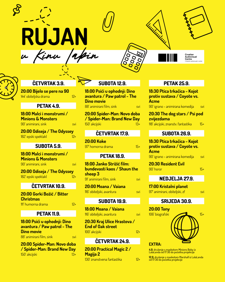 Rujan u Kinu Labin donosi filmove za sve generacije Rujan u Kinu Labin donosi filmove za sve generacije