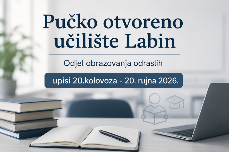 Pučko otvoreno učilište Labin otvorilo upise u srednjoškolske programe, programe osposobljavanja i tečajeve jezika